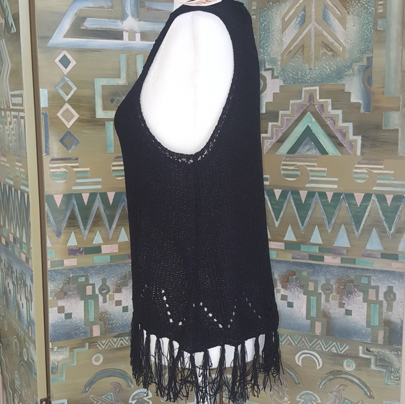 Anthropologie Pepin black boho sleeveless sweater - Picture 3 of 9